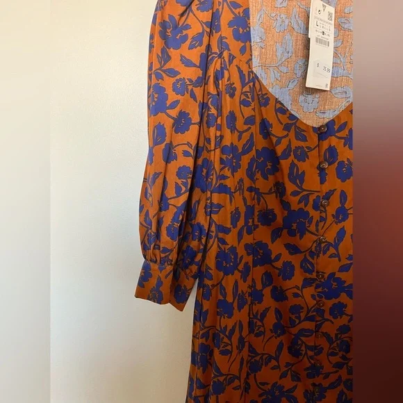 Zara Poplin long floral midi skirt dress - Picture 10 of 17